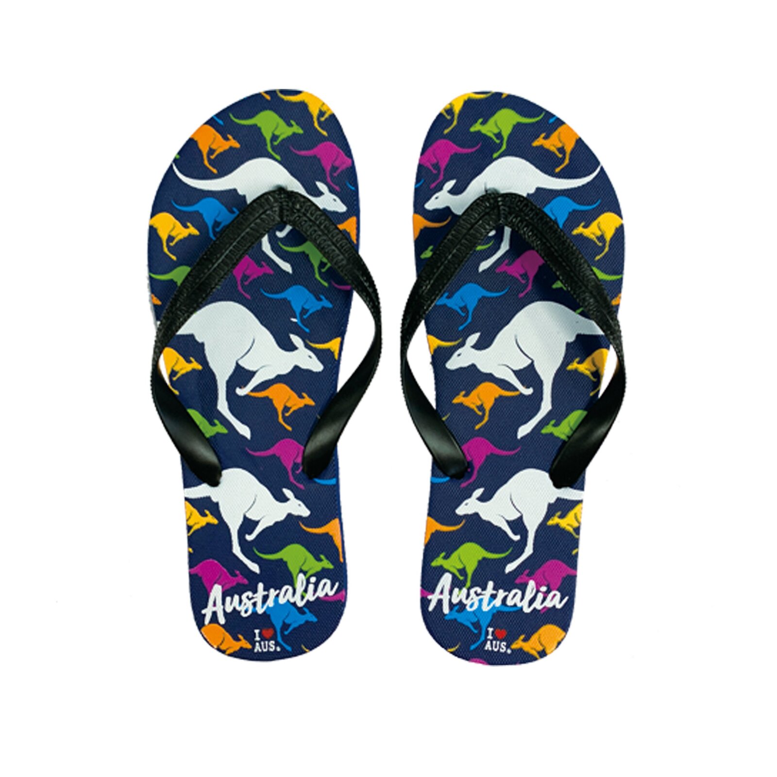 Colourful Kangaroos Thongs - Vibrant Australian Flip Flops