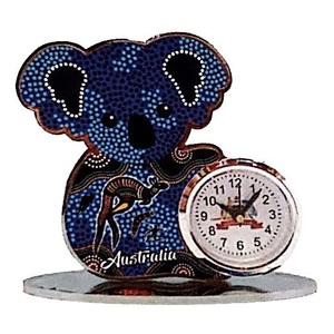 Koala with Aboriginal Art Clock - Blue