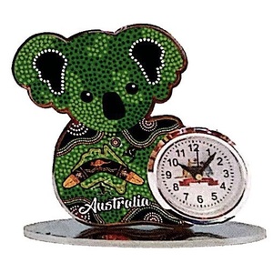 Koala with Aboriginal Art Clock - Green