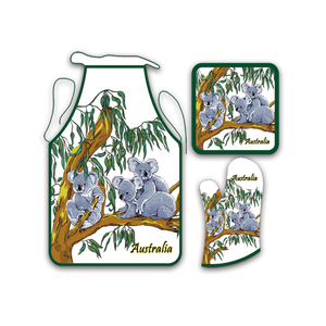 Apron, Mitten & Pot Holder Set - Koalas on Eucalyptus Tree