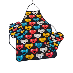 Apron, Mitten & Pot Holder Set - Colourful Koalas