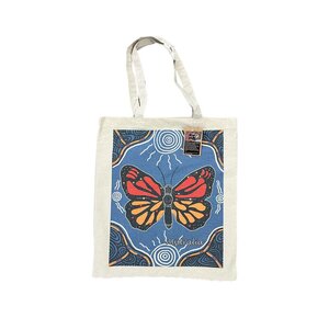 Butterfly Aboriginal Art Canvas Cotton Shopping/Tote Bag