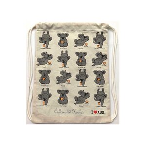 Caffeinated Koala Canvas Cotton Drawstring Bag