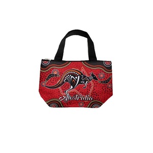 SMALL SHOPPING BAG - RED ABORIGINAL WITH KANGAROO