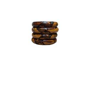 Wooden Bangle - Aboriginal Burnt Art