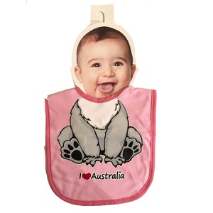 I Love Australia Koala Baby Bib - Pink