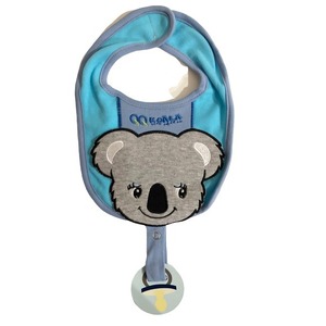 Koala Baby Bib with Dummy Holder - Blue