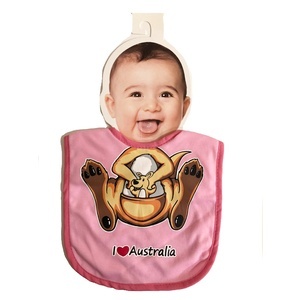 I Love Australia Kangaroo Baby Bib - Pink