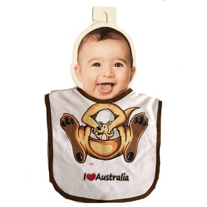 I Love Australia Kangaroo Baby Bib - Brown