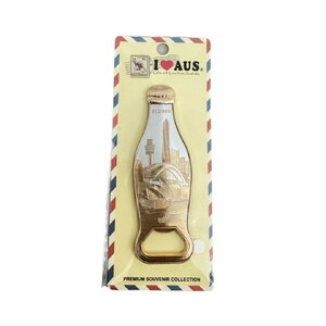 Sydney Skyline Bottle Opener Magnet - Silver & Gold