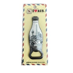 Sydney Skyline Bottle Opener Magnet - Silver