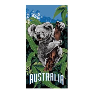 Koala on Eucalyptus Tree Beach Towel
