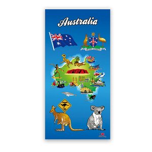 Blue Australian Map Beach Towel
