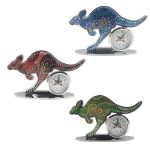 Kangaroo with Aboriginal Art Clock