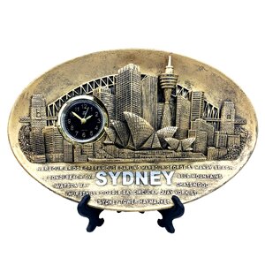 Sydney Resin Plate with Clock - Gold