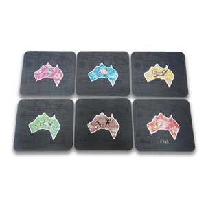 Aboriginal Art Australian Map - 6 Pack Premium Coaster
