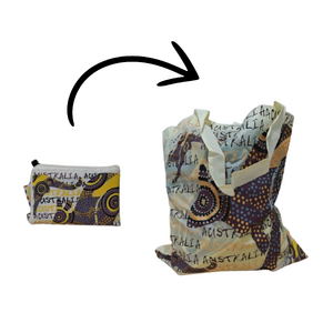 Aboriginal Art White - Folding Shopping Bag