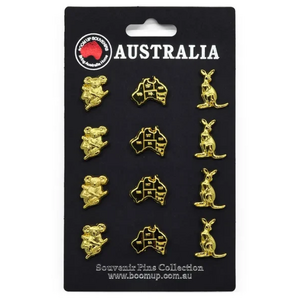 Assorted Gold Australia Pins - 12 Pack