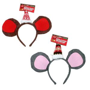 Headband Koala Ears & Santa Hat