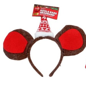 Headband Koala Ears & Santa Hat - Brown