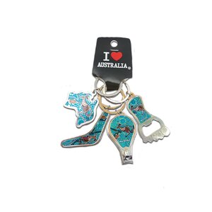 Blue Aboriginal Art Keyring - 4 Pack