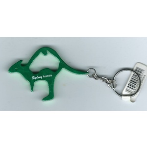 Metal Green Kangaroo Cut-out Keyring/Bottle Opener