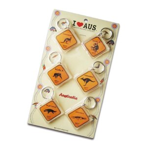 Australian Wildlife Roadsign Keyring - 6 Pack