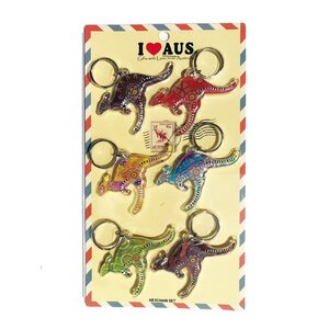 Aboriginal Art Kangaroo Keyrings - 6 Pack