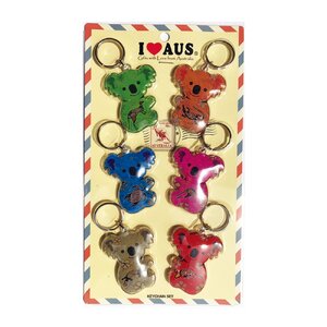 Aboriginal Art Koalas Keyrings - 6 Pack