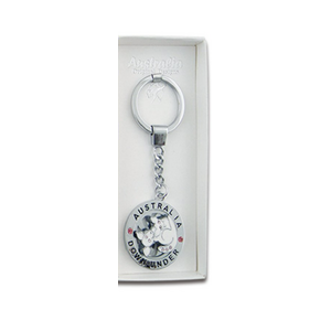 Spinning White Kangaroo - Premium Keyring
