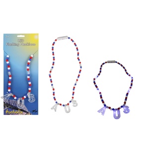 LED Flashing Necklace - Red, White & Blue