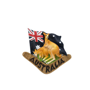 Kangaroo on Boom With Flag - Magnet