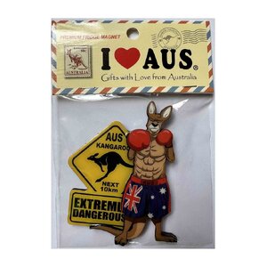 Boxing Kangaroo with Road Sign - Magnet