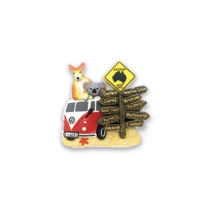 Australian Animals on Kombi With Roadsigns - Magnet