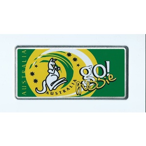 Go Aussie Green and Gold Metal Plate - Magnet