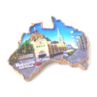 AUSTRALIAN MAP WITH MELBOURNE DESIGN FRIDGE MAGNET