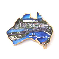 AUSTRALIAN MAP WITH BRISBANE DESIGN FRIDGE MAGNET
