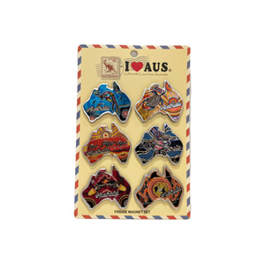 Map Shaped Aboriginal Designs - 6 Pack
