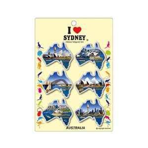 Map Shaped Sydney Designs Magnet - 6 Pack