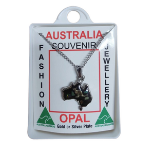 Map Opal Necklace with Silver Chain - Australian Made