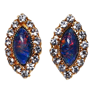 Gold Plated Earrings Set With Opal Triplets