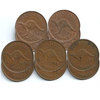 10 X AUSTRALIAN PENNY COINS