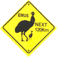 'Emus Next 120 Km' Plastic Roadsign Medium