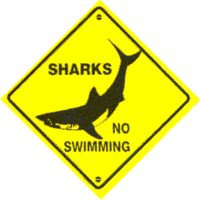 'Sharks No Swimming'  Plastic Road Sign Small