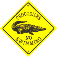 'Crocodiles - No Swimming' Plastic Road Sign Small