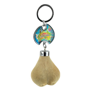 Australian Kangaroo Scrotum Keyring - Map Shape