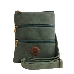 Suede Three Zip Crossbody Bag - Green