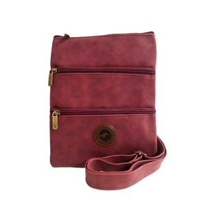 Suede Three Zip Crossbody Bag - Burgundy