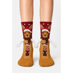 Santa Kangaroo with Magnet - Adult Socks