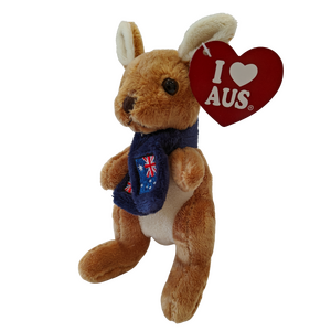 Kangaroo Plush Toy with Australian Flag Scarf
